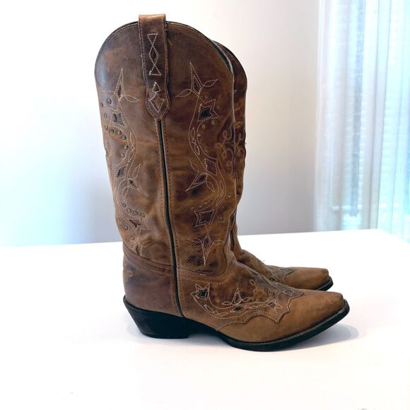 Laredo Western Women's Brown Leather Cross Point Snip Boots 52033‎ US Size 9 - Picture 6 of 12